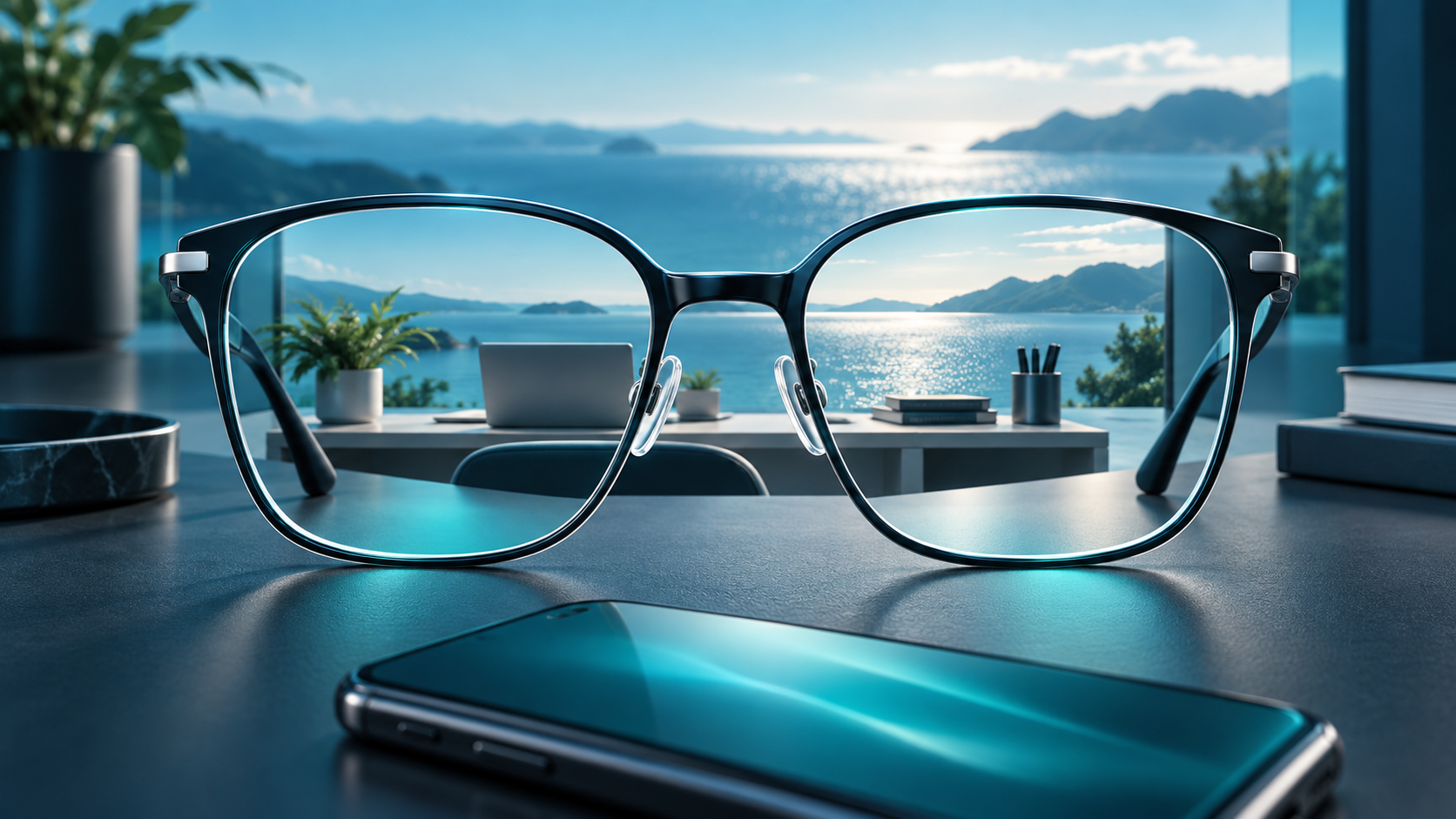 No-line progressive eyeglass lenses for multiple viewing distances